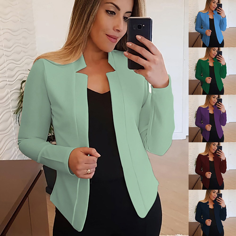 Mujeres Moda Color Sólido Impresión Abertura Abrigo Chaqueta De Sport display picture 1