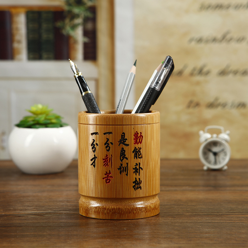 색상 조각 단단한 대나무 펜 용기 높은 10 직경 7-8cm