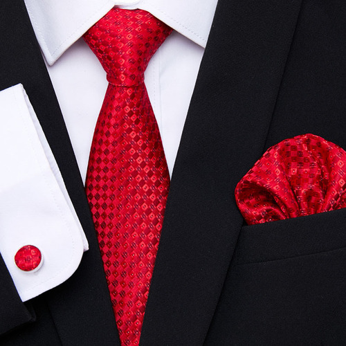 High-end polyester silk tie men's cashew flower groomsmen wedding tie pocket square set jacquard