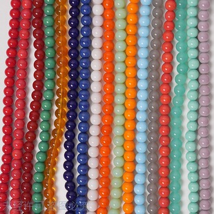 8mm glass natural color round beads beaded bracelet necklace DIY jewelry accessories manufacturers wholesale