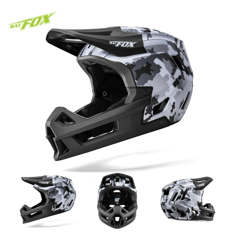 Полулицевая BMX-каска BATFOX для взрослых и подростков, камуфляжный рисунок, размеры M/L