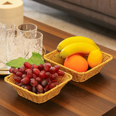 Phoenix Art Craft New Creative Wicker Weaving Desktop Square Dry Fruit Plate Hand-woven Fruit Basket Wicker Basket