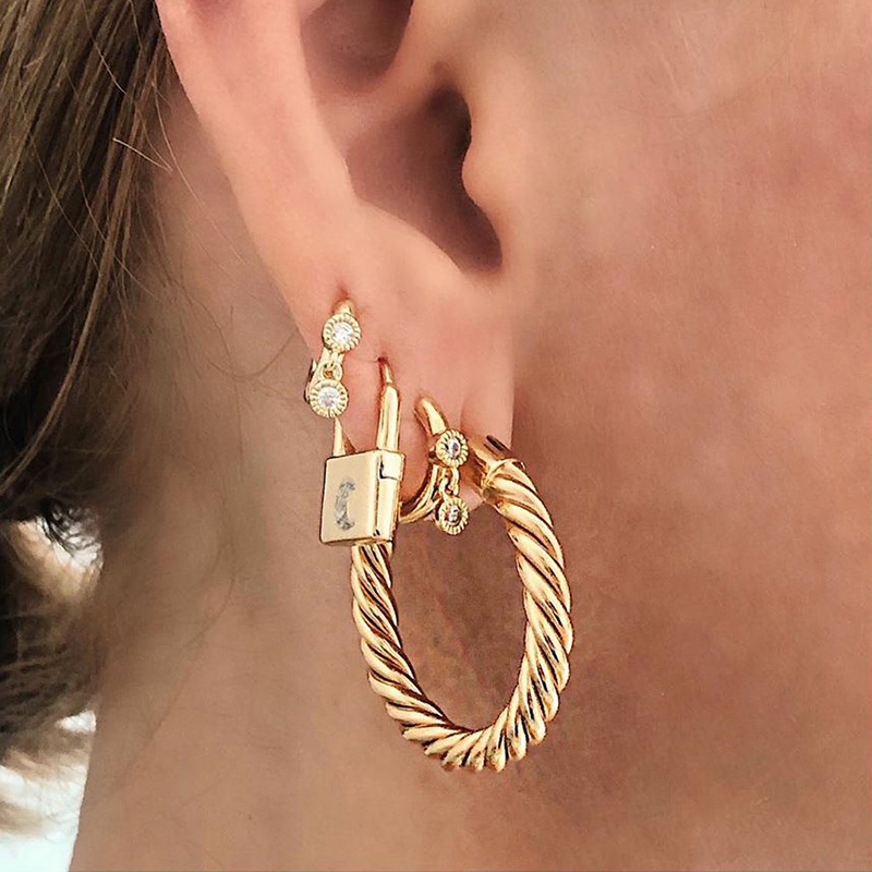 Sterling Silver Material Fashion Lock Sterling Silver Plating Earrings 1 Piece
