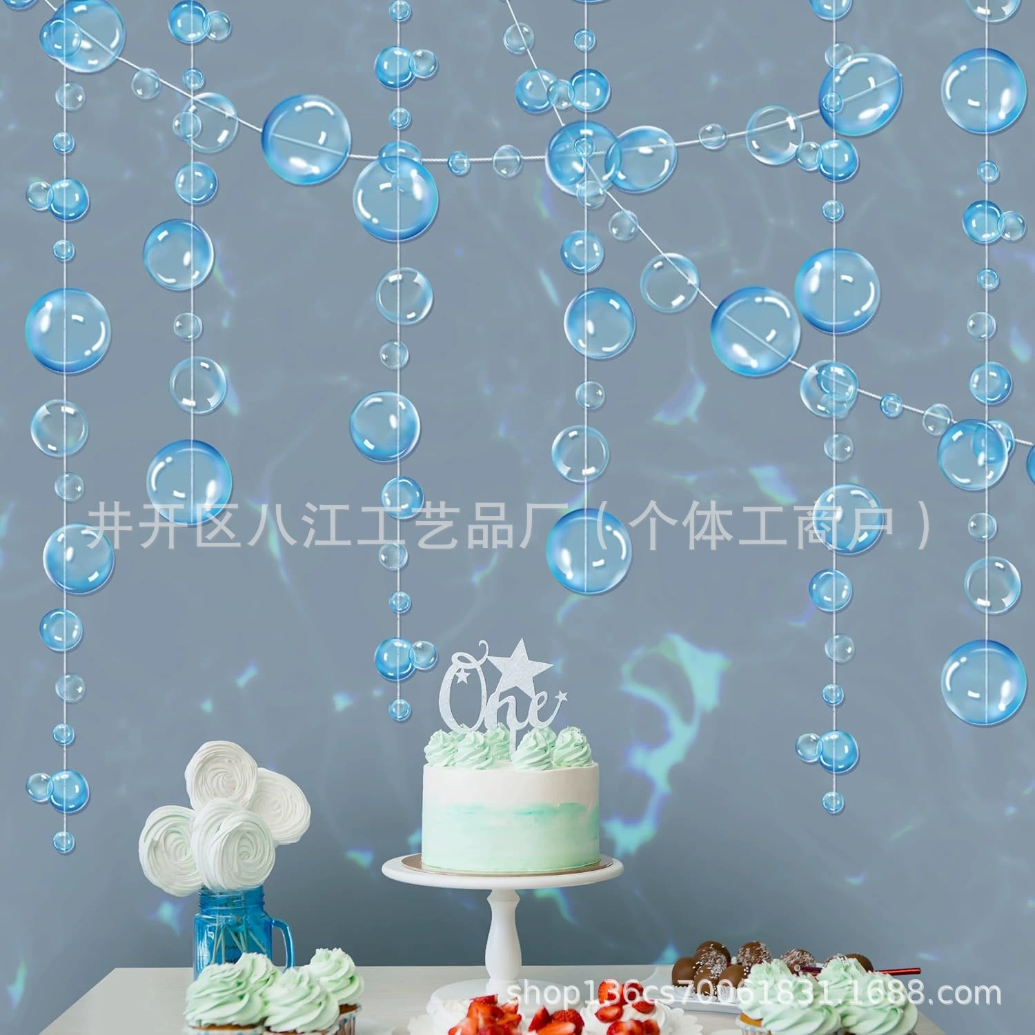 Синий прозрачный пузырь венок русалка вечеринка флаг день рождения украшения