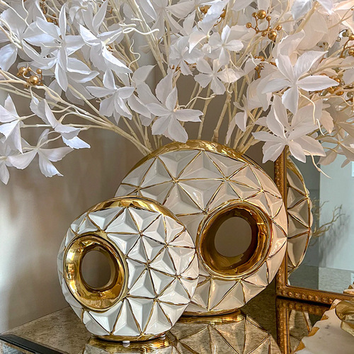 Export light luxury electroplated gold ceramic handicrafts flower arrangements wedding home KTV model room flower shop vase ornaments