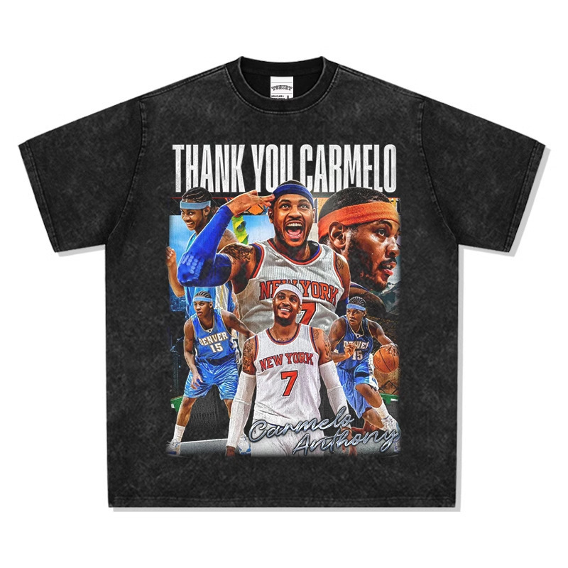 2025 Shirt t New Anthony Short Merlot Short-Sleeved Shirt Men's t Summer Heavy Top Basketball Print Tribute Year