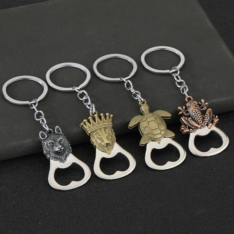 Creative Animal Bottle Opener Keychain Lion Wolf Turtle Supermarket Bar Bottle Opener Zinc Alloy Bottle Opener