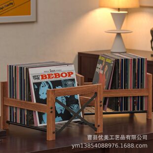 Iron Wood Combined Record Rack Desktop Storage Rack Vinyl Record Organizing Rack Creative Photo Album Cd Rack