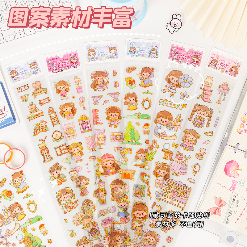 PET transparente largo pegatinas creativo de dibujos animados lindo diario pegatinas estudiante impermeable pegatinas diario ins estilo pegatinas