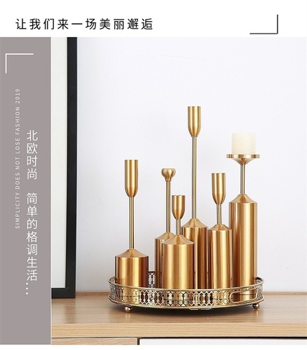 European-style candlestick set of six, metal home furnishing wedding props, candlesticks, home soft furnishing gifts, handicrafts, decorative pieces
