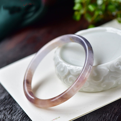 批發新疆金絲玉紫羅蘭手镯女款圓條扁條玉石飄花戈壁镯子