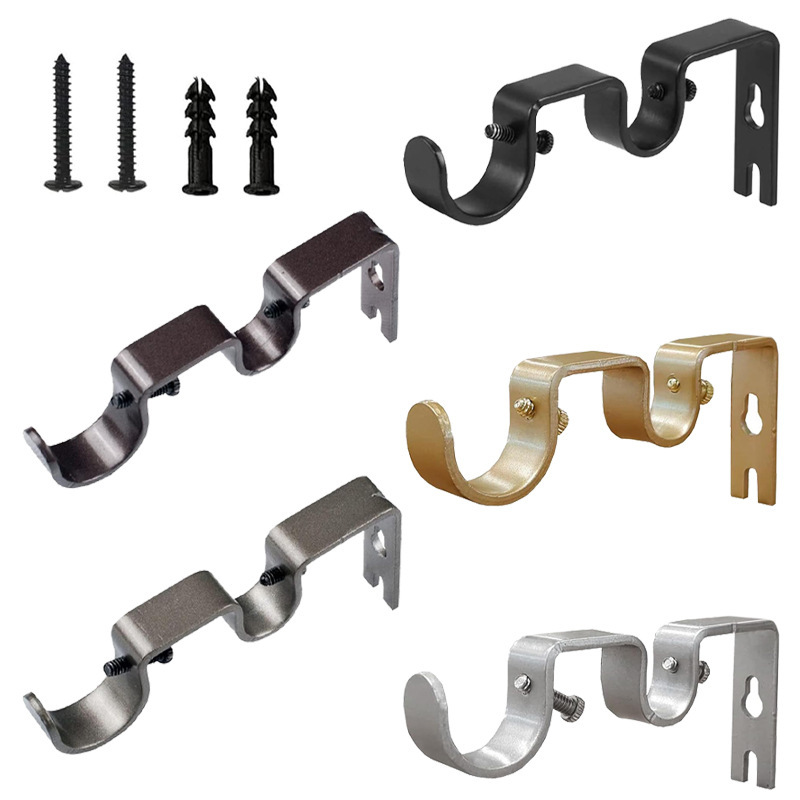 Carefully Selected Roman Rod Bracket Bracket Double Rod Bracket Suitable for 1 Inch 5/ 8inch Cross-Border Thickeneded Accessories Curtain Rod Bracket