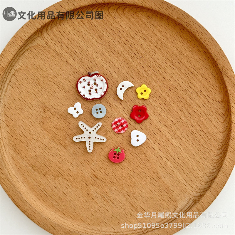 見栄えの良い夏のカラフルな kt アップルヒトデ穴あきボタン装飾アクセサリー diy ハンドブックベビー服ビーズ手頃な価格|undefined