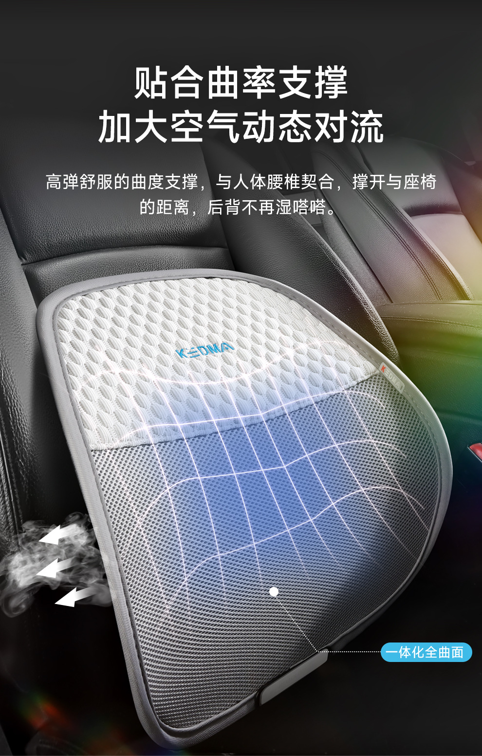 Summer Car Lumbar Support Cushion for Driver, Breathable Backrest Pad for Long Hours of Driving, a Must-Have for Drivers