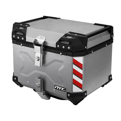 Storage Box with Quick-Release Carbon | Motorcycle trunk - backrestliningcarbon-steel-bottom-plate-x-shaped-silver-quick-release-46l-aluminum-alloy-tail-box