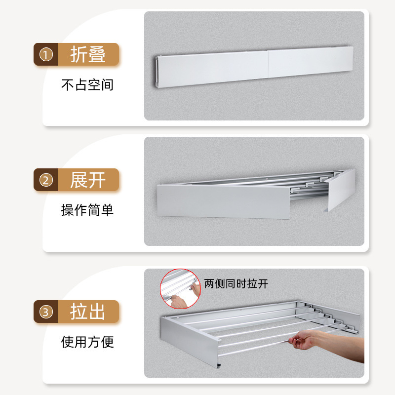 Percha de Ropa para Balcón y Baño, Plegable y Retráctil sin Perforación de Pared