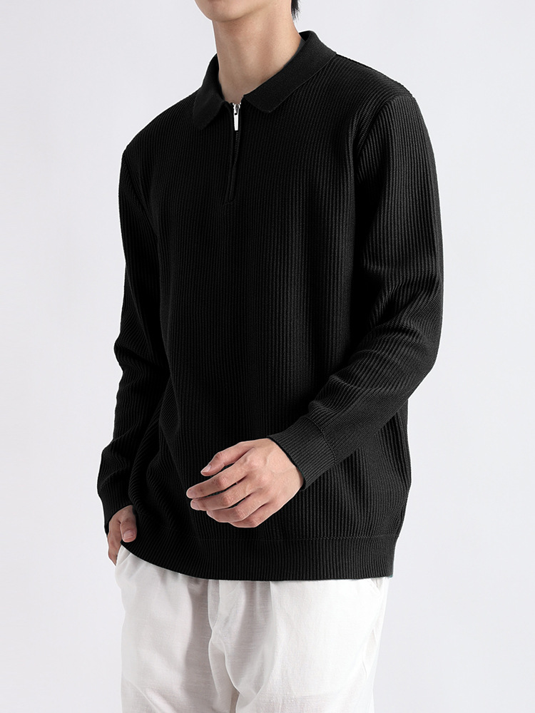 Suéter de hombre de alta gama semia cremallera hombre alto sentido viejo viento de dinero otoño invierno polo jersey hombre