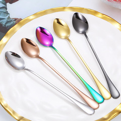 Long handle stainless steel stirring spoon 1010 ice spoon creative coffee spoon cross-border ice cream scoop ice tip round spoon