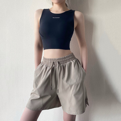 Women's sports shorts quick-drying summer high-waisted loose thin badminton pants five-quarter pants yoga fitness pants