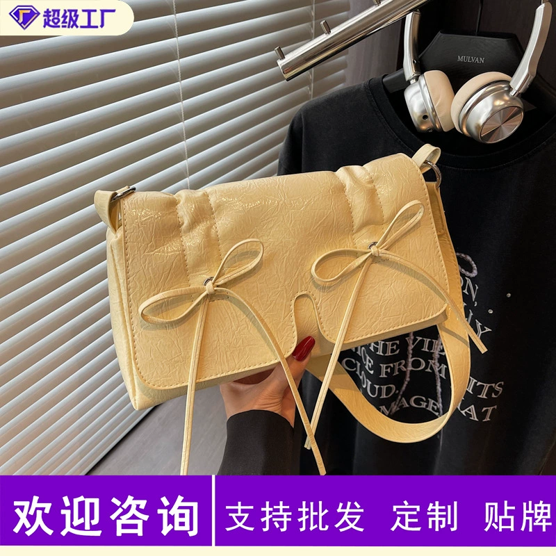 Женская сумка-бантик в корейском стиле, летняя новинка 2025 года, складчатый бантик, простая персонализированная сумочка через плечо