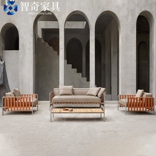 Outdoor Sofa Combination Outdoor Waterproof Sunscreen Courtyard Hotel Model Room Villa Garden Leisure Sofa Furniture