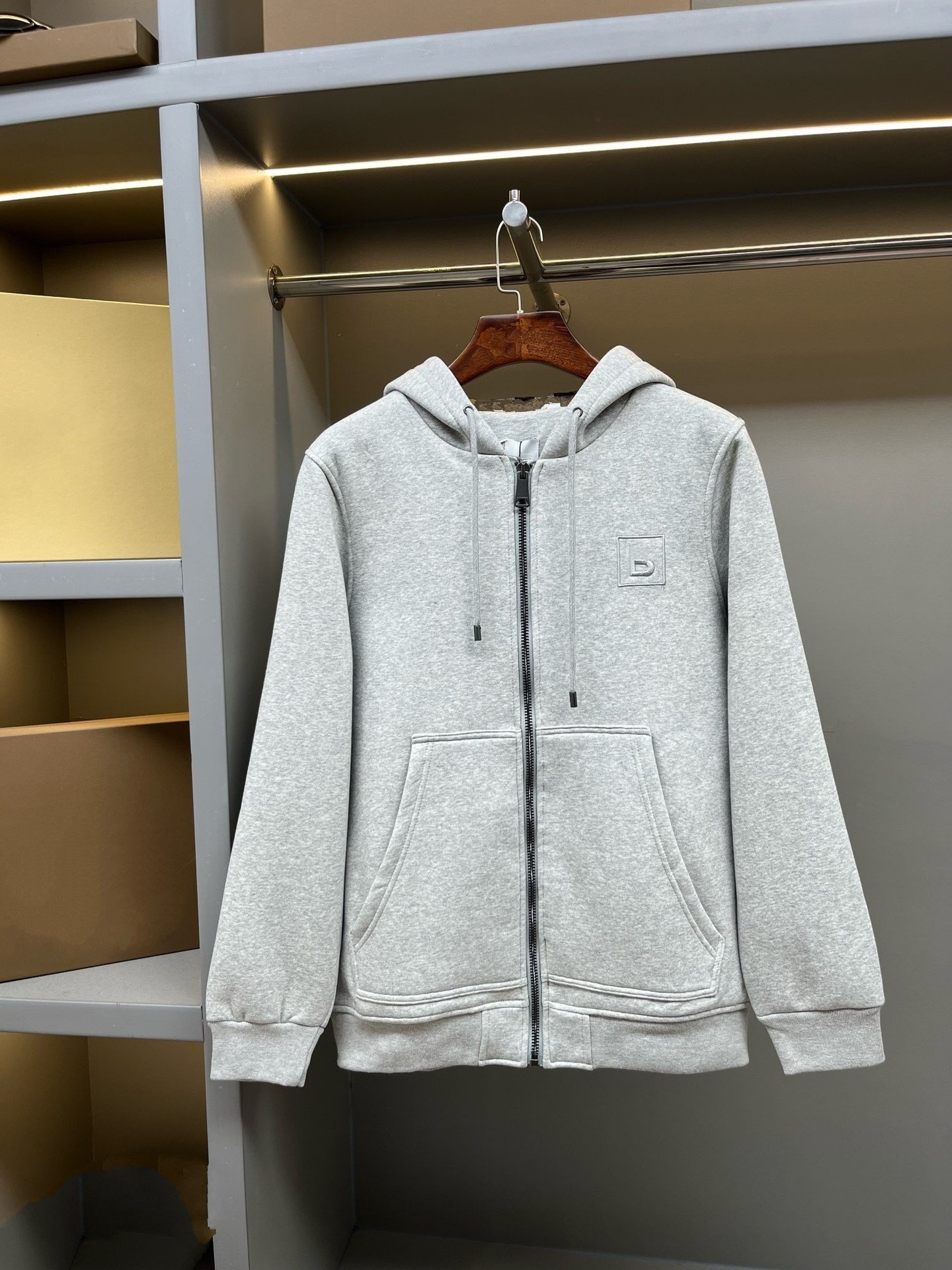 Trendy Brand Autumn New Style Hooded Sweatshirt with Letter Embroidery and Patchwork Lining, Casual Zip-Up Jacket for Couples