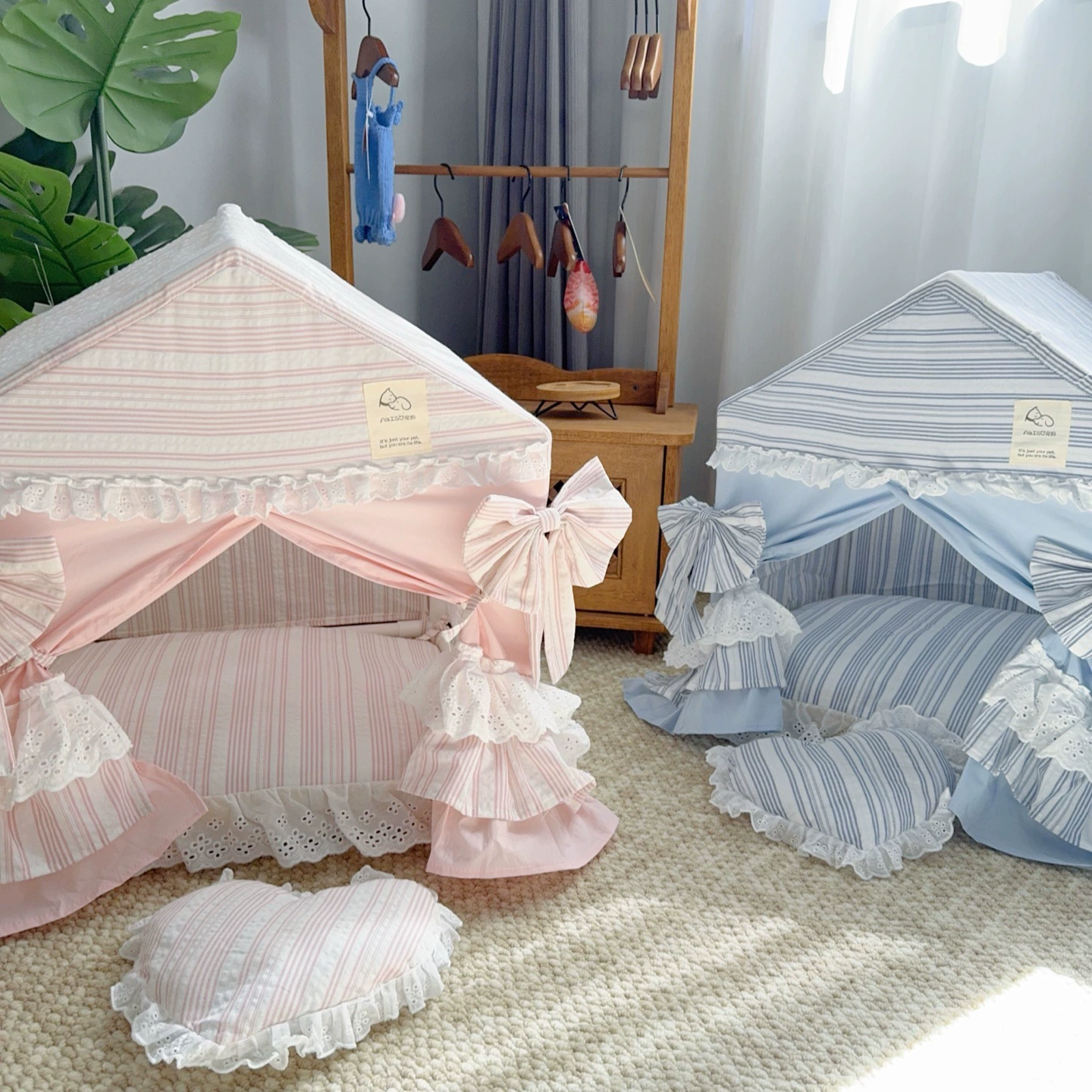 Удобная, съемная, стильная четырехсезонная палатка-клетка для питомцев в корейском стиле