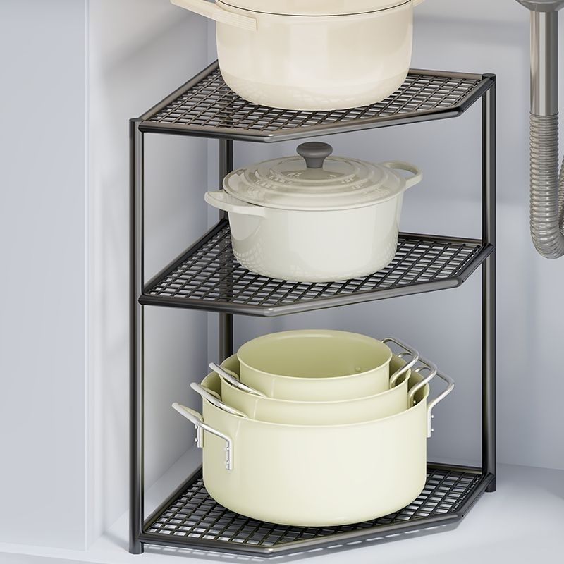 Kitchen Triangle Storage Rack under the Sink, Pot Storage Rack, Cabinet Preparation Rack, Corner Storage Artifact