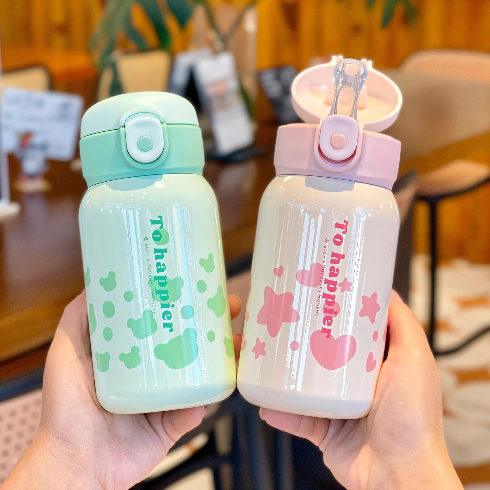 Thermos Cup Women with Straw 316 Stainless Steel Children Students High Color Value Adult Water Cup for Pregnant Women