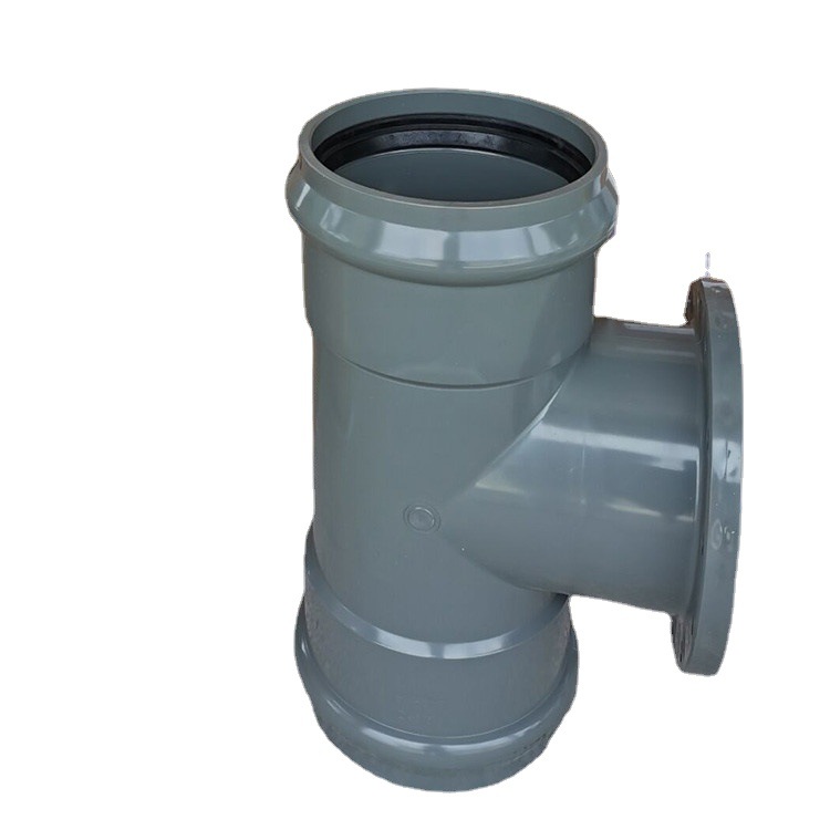 UPVC浅灰色柔性给水配件 PVC二承一平等径三通 二承一平正三通