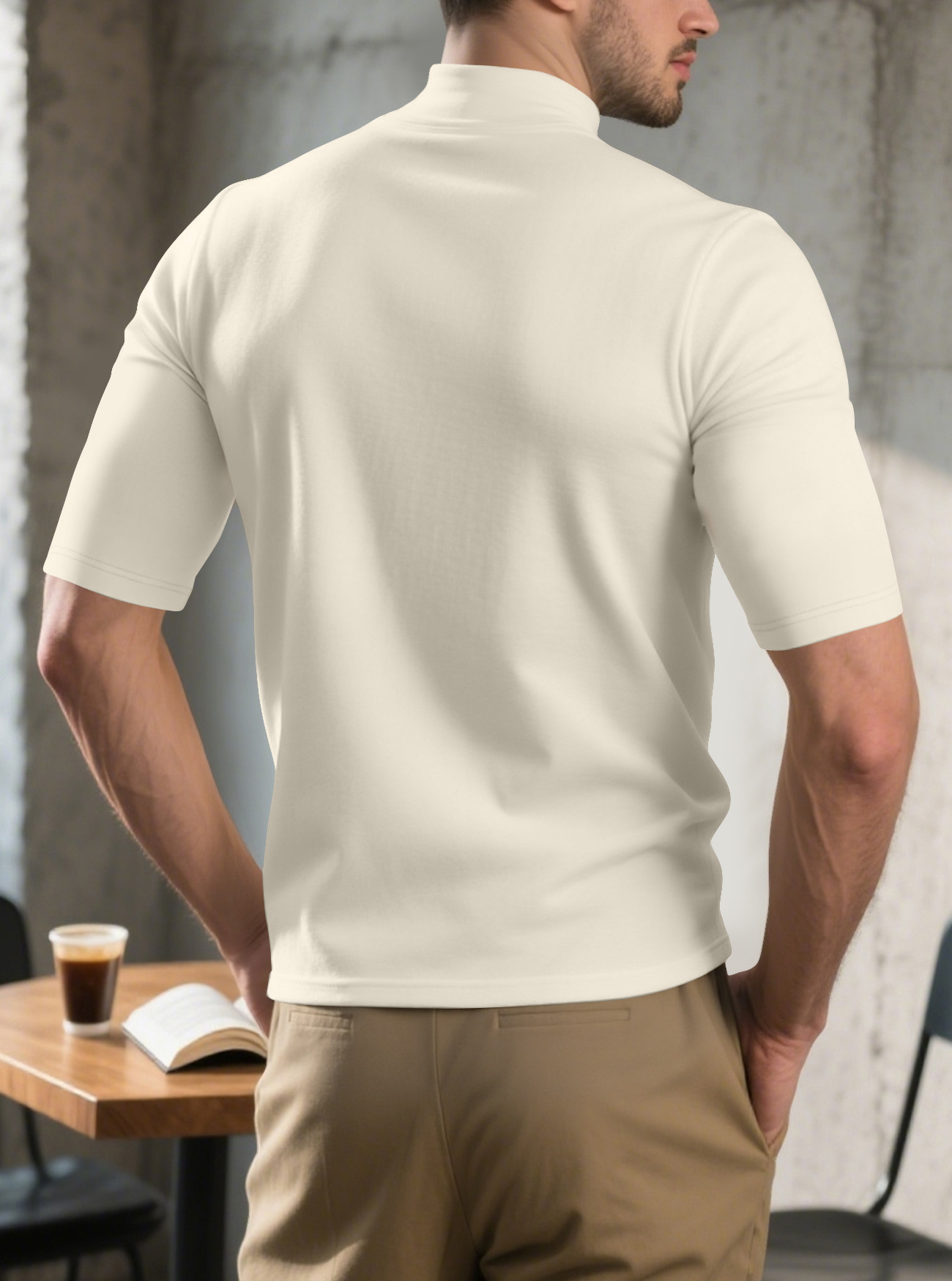 Men's Solid Colour Short Sleeve T-shirt For Spring And Autumn_voghion.com