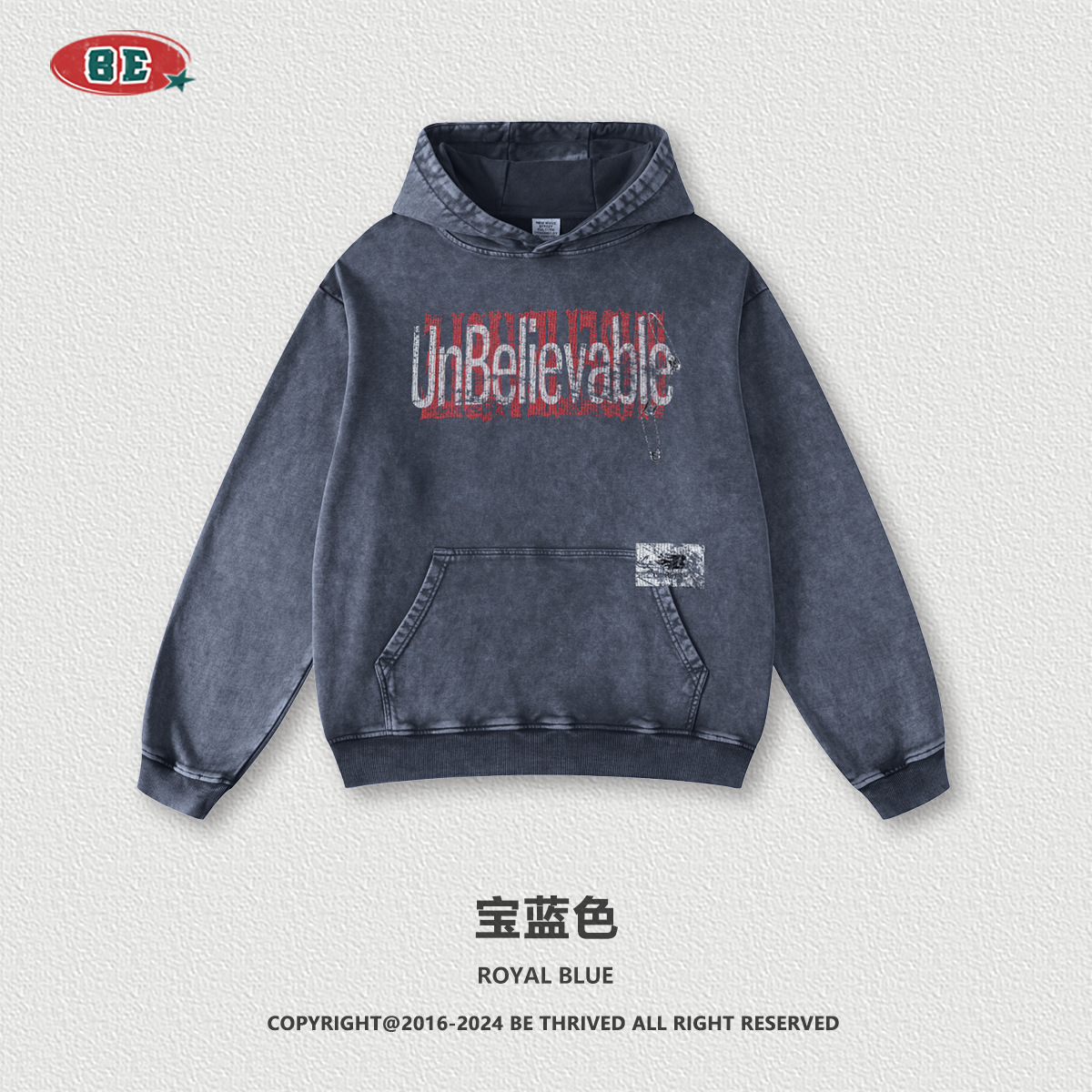 Be Hombres| Otoño y invierno de 2025 estilo americano pesado contraste de color relajado sentido de diseño retro hacer viejas camisetas con capuzas de moda masculina