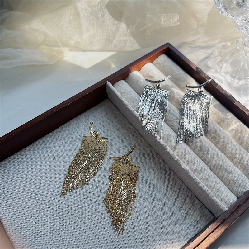 Fashion Solid Color Copper Tassel Plating Drop Earrings 1 Pair