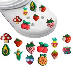 果物と野菜 temu 漫画かわいい取り外し可能な靴の装飾下駄 pvc ドリッププラスチック靴の花 diy 靴下駄バックル