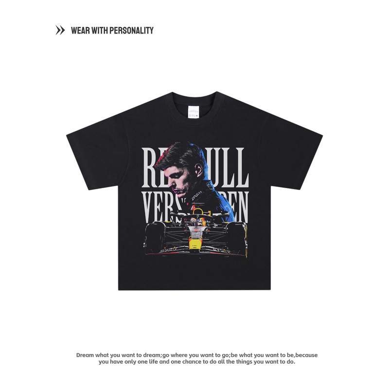 Racing F1 Logan Sargent Short-Sleeved Printed American Niche Heavy T-Shirt Retro Pure Cotton Breathable Summer