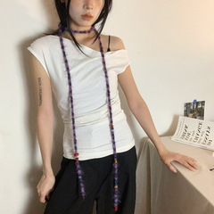 y2k甜辣毛绒小长条围巾个性潮酷飘带秋季搭配小众千禧辣妹亚文化