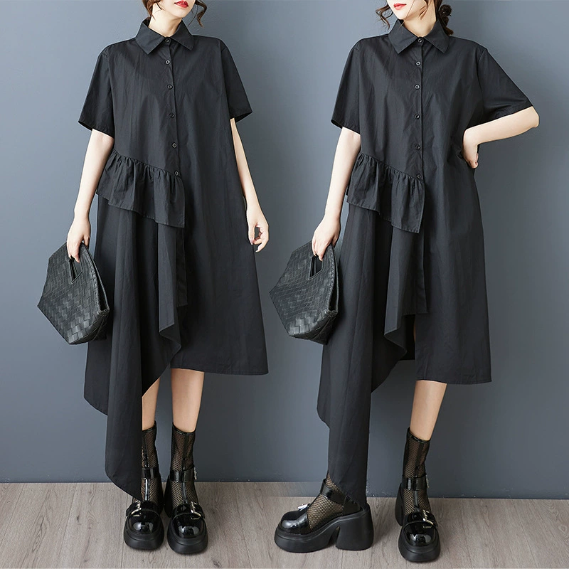 Реальная стрельба летом новая свободная сетевая пряжа большого размера, сшитая повседневная простая сладкая рубашка с короткими рукавами