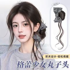 かつらの竜のひげの団子の頭の蝶結びは気質の女性のサメを挟んで高級感の髪を挟んで後頭部の高い馬尾を挟みます。