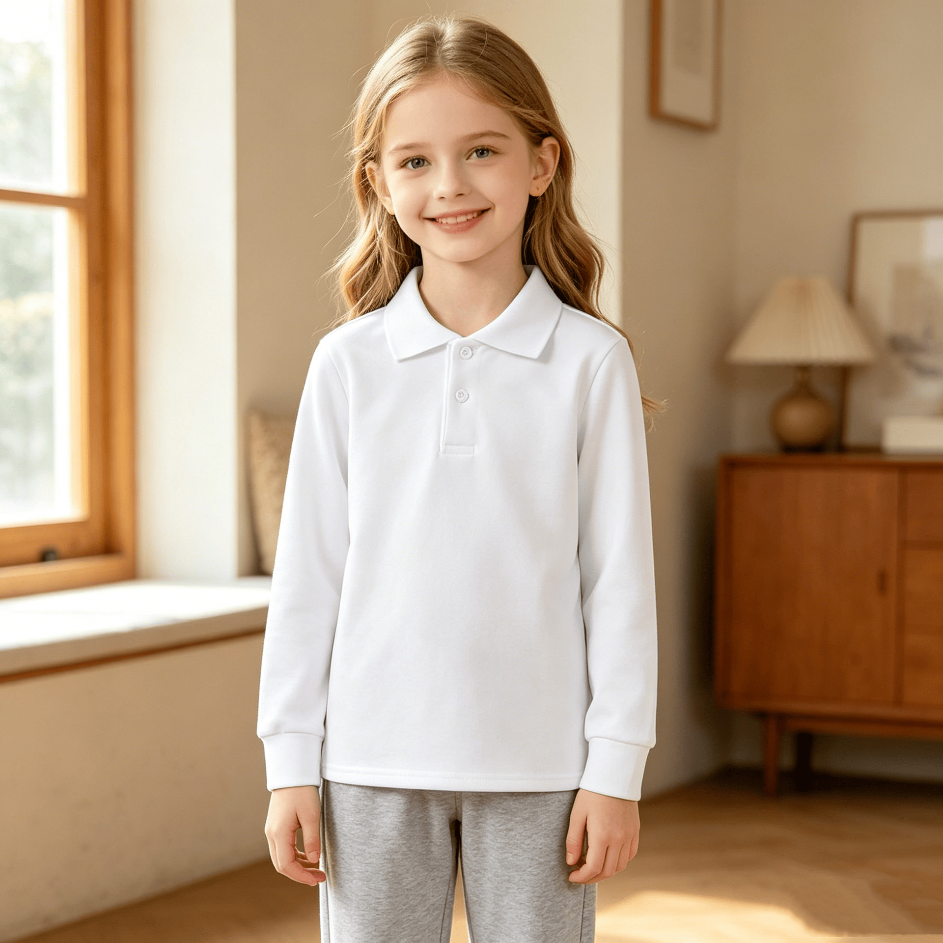 2026 New Style Children's School Uniforms for Elementary School Students - Girls' Polo Shirts for Medium and Large Children - Loose Fit Class Uniforms - Casual Tops