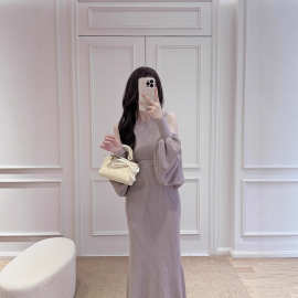 DoyLi 栗子 | 气质纯欲樱花妹修身罗纹4way针织连衣裙两件套
