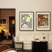 古风百合花壁画轻卧室餐厅挂画餐边古典艺术客厅装饰画中法式