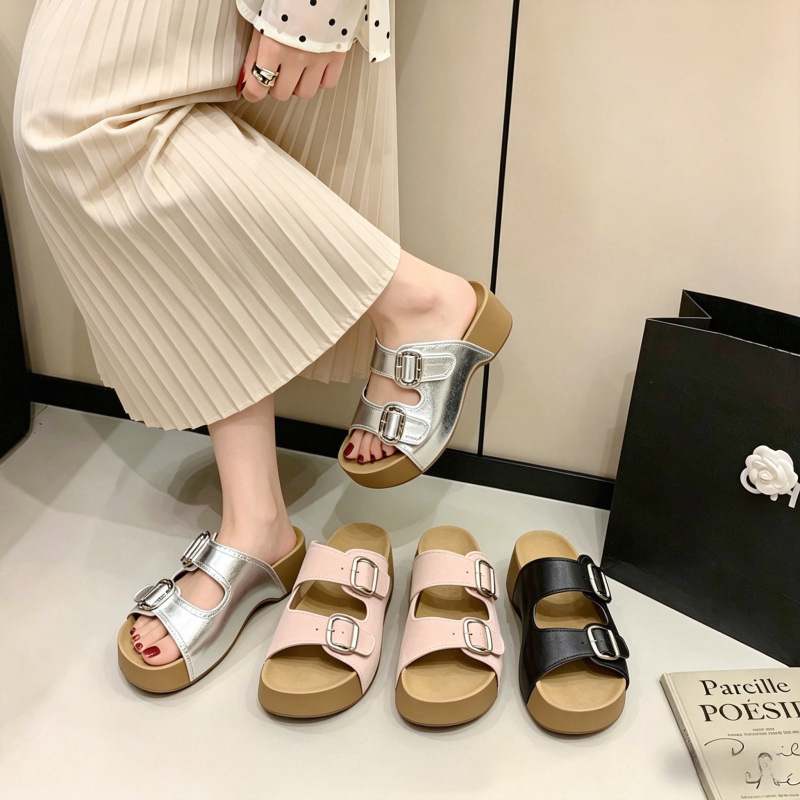 Wide and Extra-Large Women's Shoes for Summer, Thick-Soled, Height-Increasing, Fashionable, Versatile, Soft-Soled, Comfortable Wedge Sandals