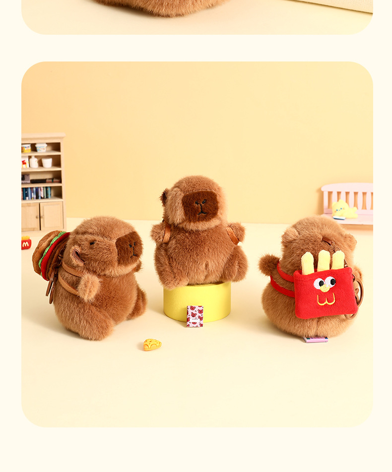 110g Weight Bag Pendant, Keychain Classification 1 Piece Quantity Holiday, Daily Occasion Plush Material Capybara, Food Pattern Unisex Gender Cartoon Style, Cute Style 1 Piece Cartoon Style Cute Capybara Food Plush Unisex Bag Pendant Keychain