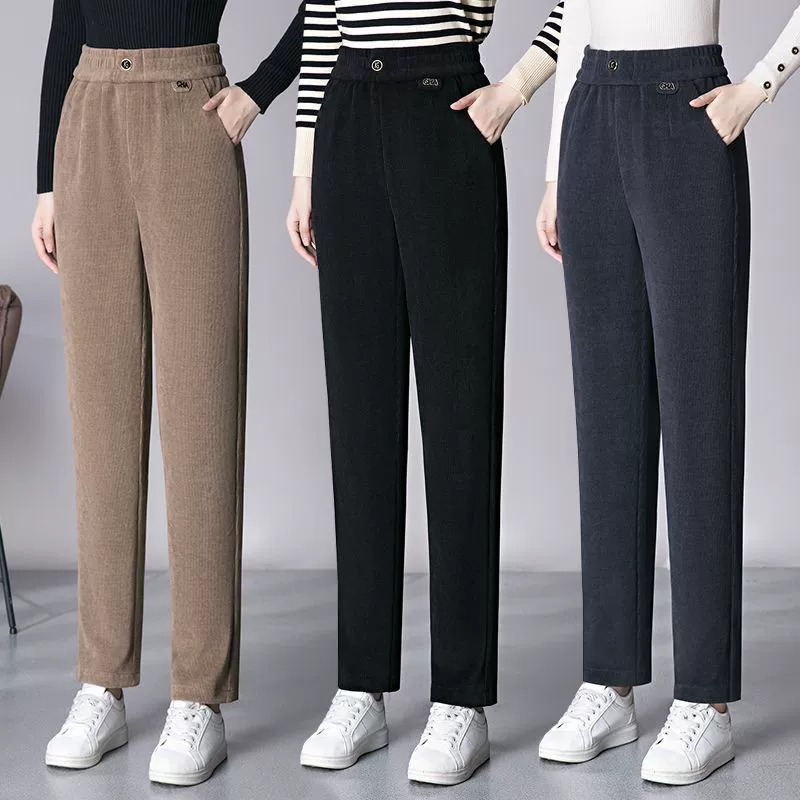 Трансграничная внешняя торговля 2025 весна, лето и осень мода новые вельветовые шаровары брюки повседневная высокая талия тонкие прямые женские брюки