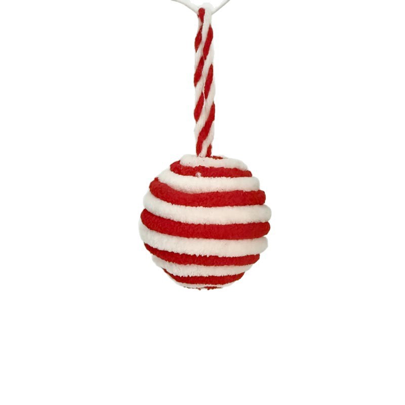 Inventario transfronterizo nuevo producto de Navidad decoración rojo y blanco 8cm pelo de Navidad familia centro comercial colgante de árbol de Navidad