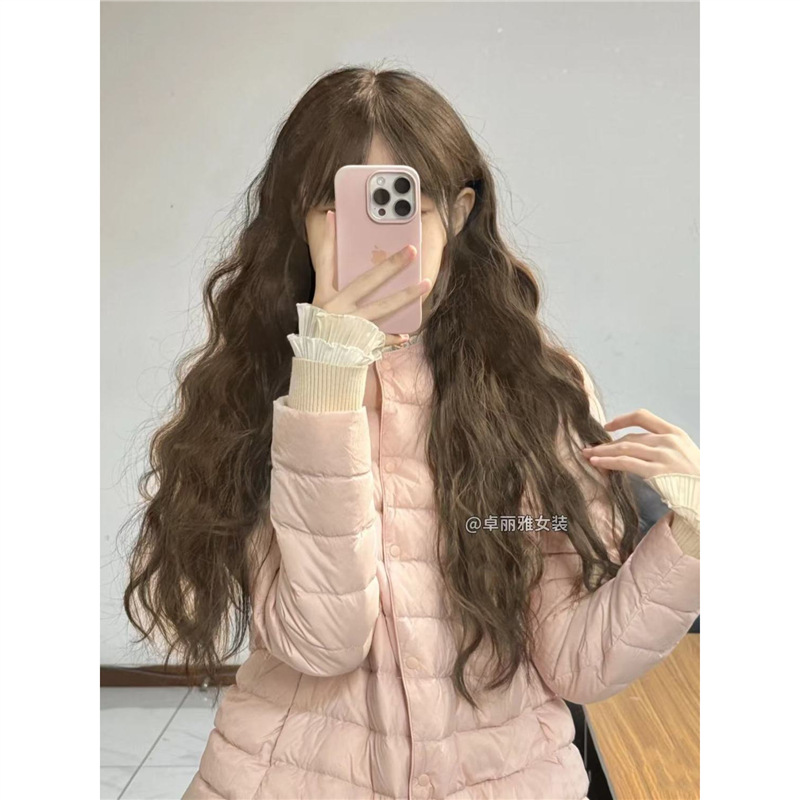 90白鸭绒羽绒服内胆秋冬短款韩系轻薄保暖无领轻便叠穿圆领外套