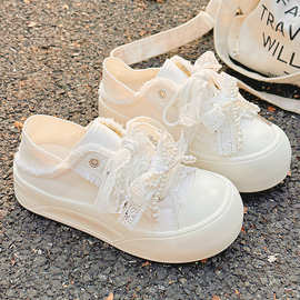 夏季女鞋小白鞋女半拖两穿帆布鞋透气蓓尔BE6869一件代发