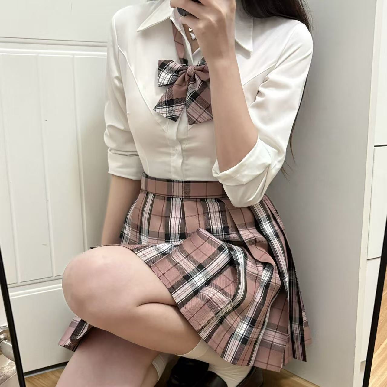 스커트 JK [화이트 피치 향수] 원래 완성 된 재고 유니폼 새로운 학술 스타일 붉은 광장 가을과 겨울 시즌