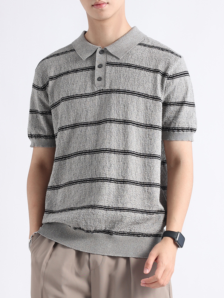 Polo de punto de lujo ligero de alta gama para hombres Camiseta Paul casual de negocios de alta gama para hombres de manga corta para hombres con cuello
