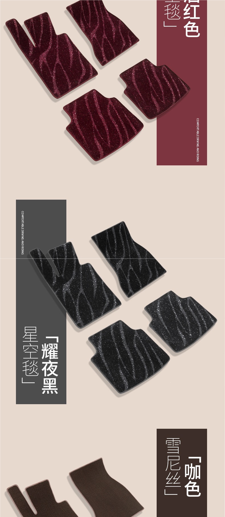 Car upper layer starry sky carpet floor mat, driver's seat replacement carpet, waterproof and wear-resistant, rear seat driver and passenger seats, other parts of the car